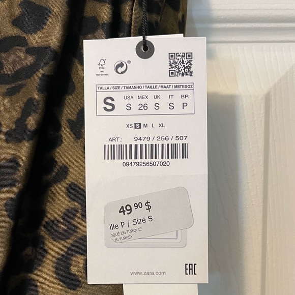 BNWT Zara animal print mini slip dress. Size small. - Picture 3 of 5